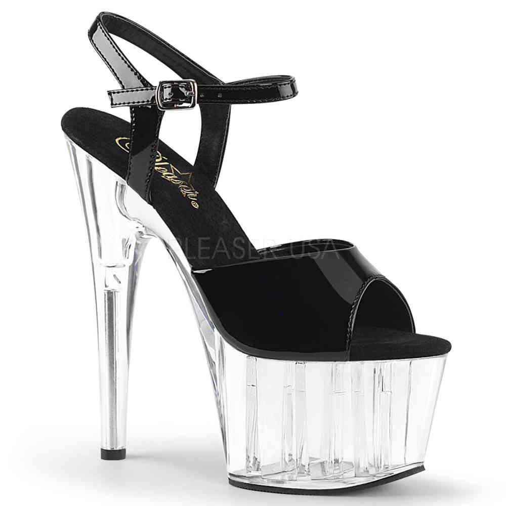 Pleaser - ADORE709 KnöchelriemenSandale, Poledance Schuhe - Pole dance schuhe - Schwarz/Transparent Product image